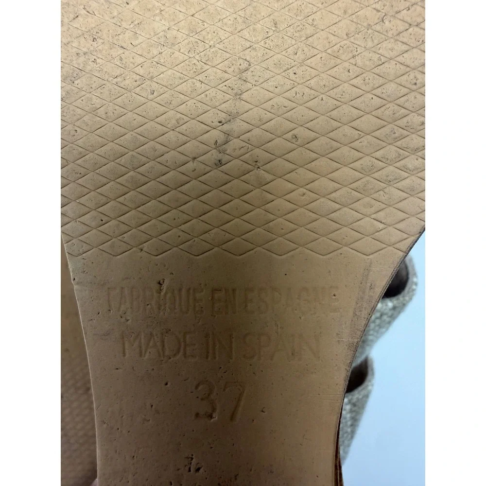 Free People Mustard Yellow Leather Cork Platform Wedge Sandals Made in Spain 6.5